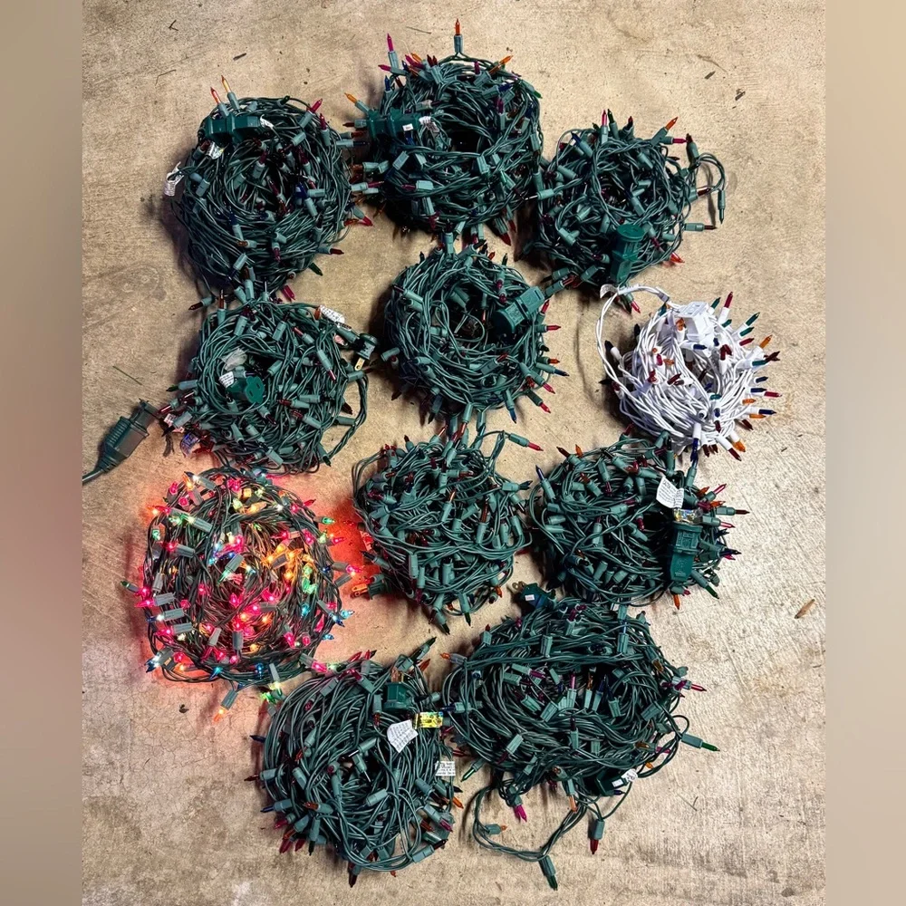 12 sets of multi colored incandescent Christmas lights